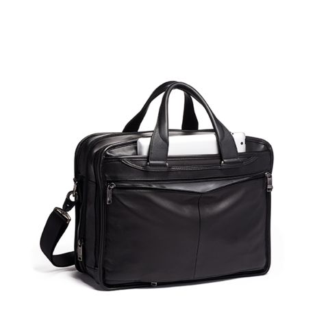 Tumi Alpha Expandable Organizer Laptop 15" Brief Leather Black