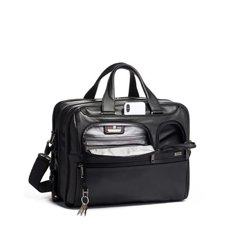 Tumi Alpha Expandable Organizer Laptop 15" Brief Leather Black