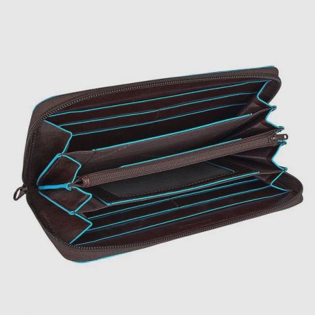 Piquadro Blue Square Women Wallet Four Dividers Black