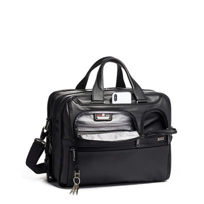 Tumi Alpha Expandable Organizer Laptop 15" Brief Leather Black