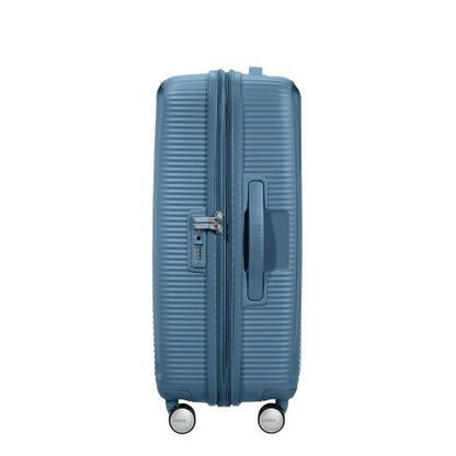 American Tourister Soundbox Spinner 77 Expandable Stone Blue