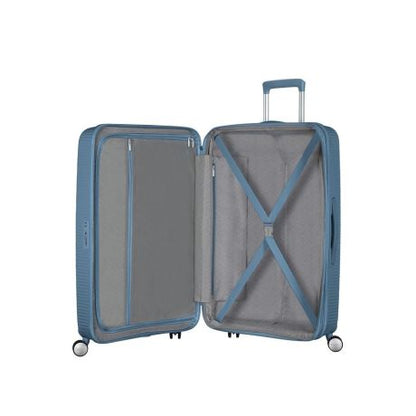 American Tourister Soundbox Spinner 77 Expandable Stone Blue