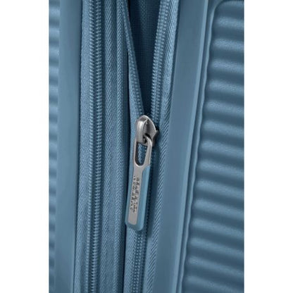 American Tourister Soundbox Spinner 77 Expandable Stone Blue