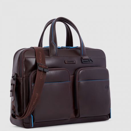 Piquadro Blue Square Revamp Laptoptas 15.6" Mahagony Brown