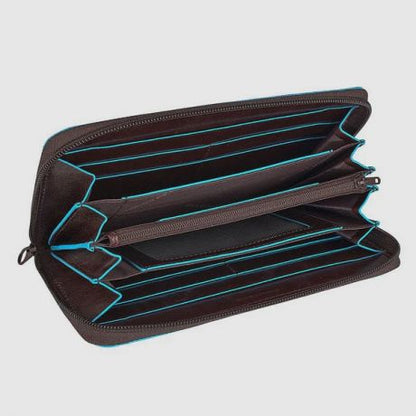 Piquadro Blue Square Women Wallet Four Dividers Black