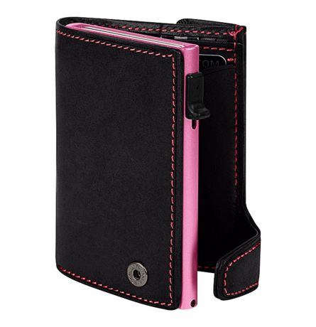 Tony Perotti Furbo Leren Pasjeshouder Met Kleingeldvak Black/Fuchsia