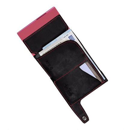 Tony Perotti Furbo Leren Pasjeshouder Met Kleingeldvak Black/Fuchsia